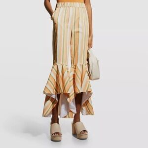 Autumn Adeigbo Multicolor Stripe Ruffle Pants Size 12